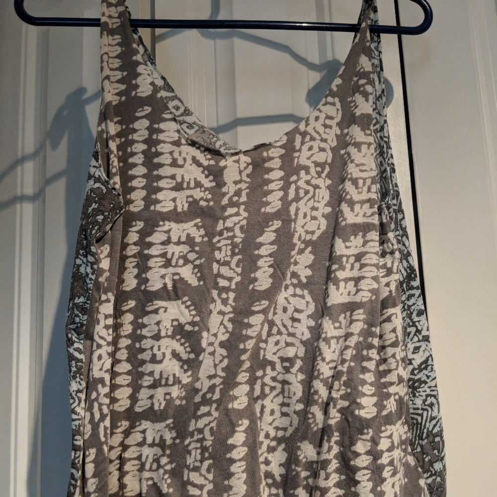 Dual-Patterned Tie Strap Tank Top